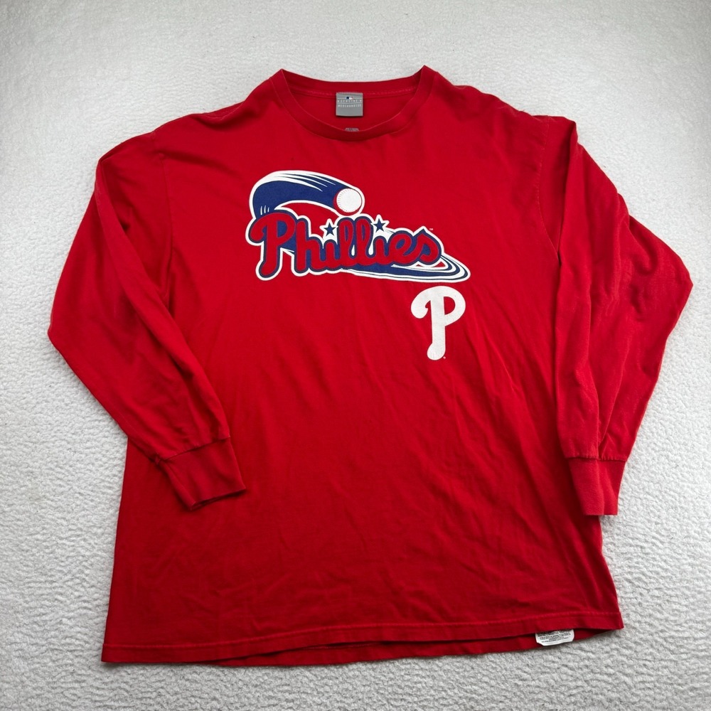 MLB Philadelphia Phillies Cliff Lee #33 Long Sleeve Shirt Mens XL Red Pullover